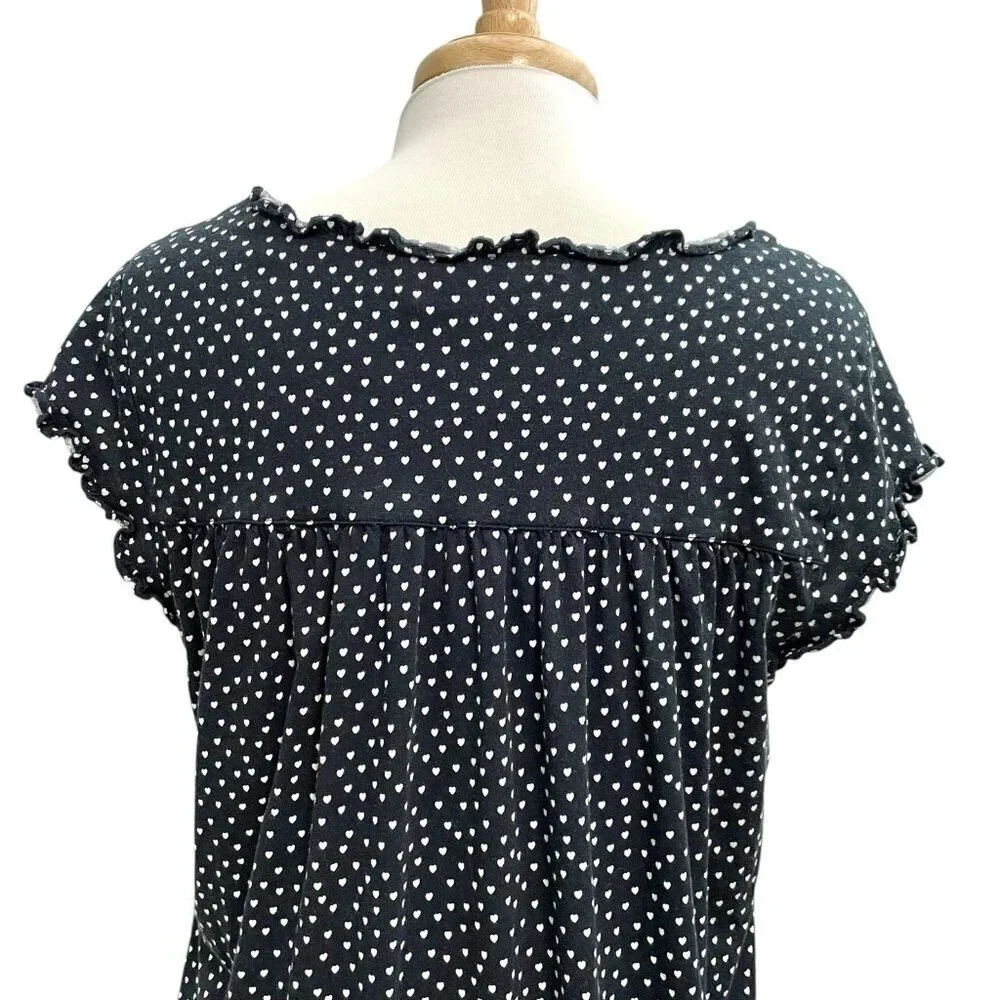 Eileen West Hearts Cottagecore Feminine Romantic Nightgown Black size Large - Picture 4 of 8